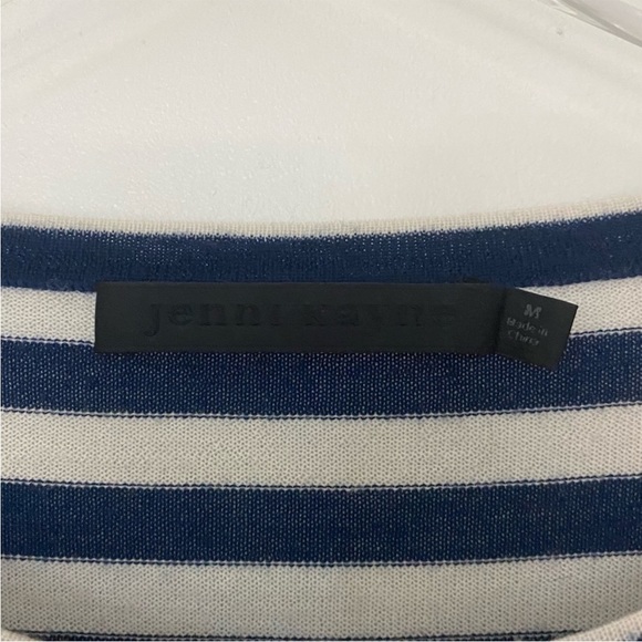 Jenni Kayne Mercer striped navy and cream sailor merino wool sweater - Picture 2 of 5